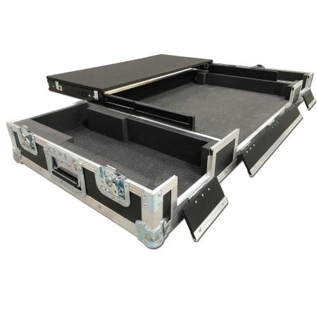 Twin CD Player Flightcase With Mixer And Sliding Laptop Shelf